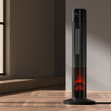 Load image into Gallery viewer, Devanti Electric Ceramic Tower Heater 3D Flame Oscillating Remote Control 2000W