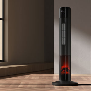 Devanti Electric Ceramic Tower Heater 3D Flame Oscillating Remote Control 2000W