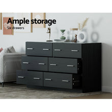 Load image into Gallery viewer, Artiss 6 Chest of Drawers Cabinet Dresser Table Tallboy Lowboy Storage Black