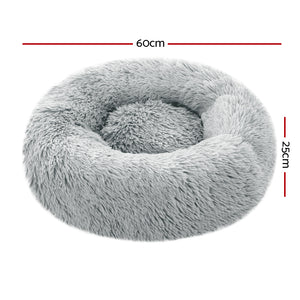 6 Pet Bed Dog Cat Calming Bed Small 60cm Light Grey Sleeping Comfy Cave Washable