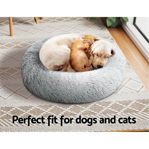 6 Pet Bed Dog Cat Calming Bed Small 60cm Light Grey Sleeping Comfy Cave Washable