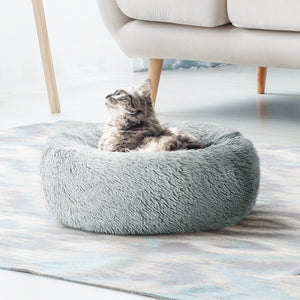 6 Pet Bed Dog Cat Calming Bed Small 60cm Light Grey Sleeping Comfy Cave Washable