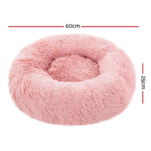 Pet Bed Dog Cat Calming Bed Small 60cm Pink Sleeping Comfy Cave Washable