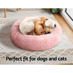 Pet Bed Dog Cat Calming Bed Small 60cm Pink Sleeping Comfy Cave Washable