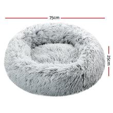 Load image into Gallery viewer, Pet Bed Dog Cat Calming Bed Medium 75cm Charcoal Sleeping Comfy Cave Washable