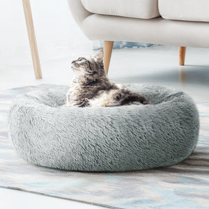 Pet Bed Dog Cat Calming Bed Medium 75cm Light Grey Sleeping Comfy Cave Washable