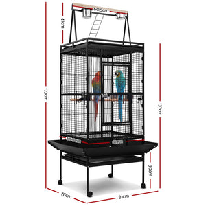 i.Pet Pet Bird Cage with Perch - Black Aus