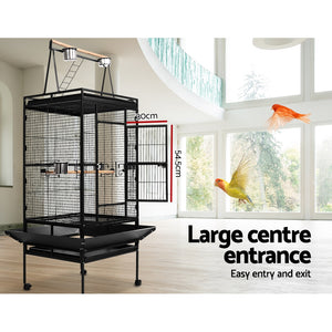 i.Pet Pet Bird Cage with Perch - Black Aus