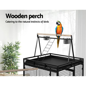 i.Pet Pet Bird Cage with Perch - Black Aus