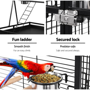 i.Pet Pet Bird Cage with Perch - Black Aus