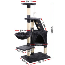 Load image into Gallery viewer, 5 i.Pet Cat Tree 120cm Trees Scratching Post Scratcher Tower Condo House Furniture Wood Multi Level Aus