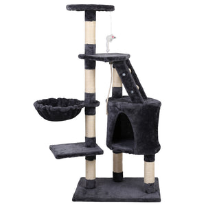 5 i.Pet Cat Tree 120cm Trees Scratching Post Scratcher Tower Condo House Furniture Wood Multi Level Aus