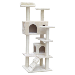 i.Pet Cat Tree 134cm Trees Scratching Post Scratcher Tower Condo House Furniture Wood Beige Aus