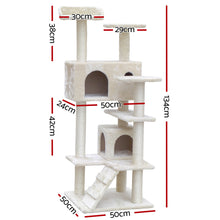 Load image into Gallery viewer, i.Pet Cat Tree 134cm Trees Scratching Post Scratcher Tower Condo House Furniture Wood Beige Aus