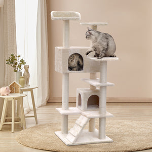 i.Pet Cat Tree 134cm Trees Scratching Post Scratcher Tower Condo House Furniture Wood Beige Aus