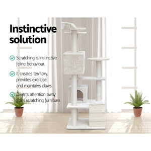 i.Pet Cat Tree 134cm Trees Scratching Post Scratcher Tower Condo House Furniture Wood Beige Aus