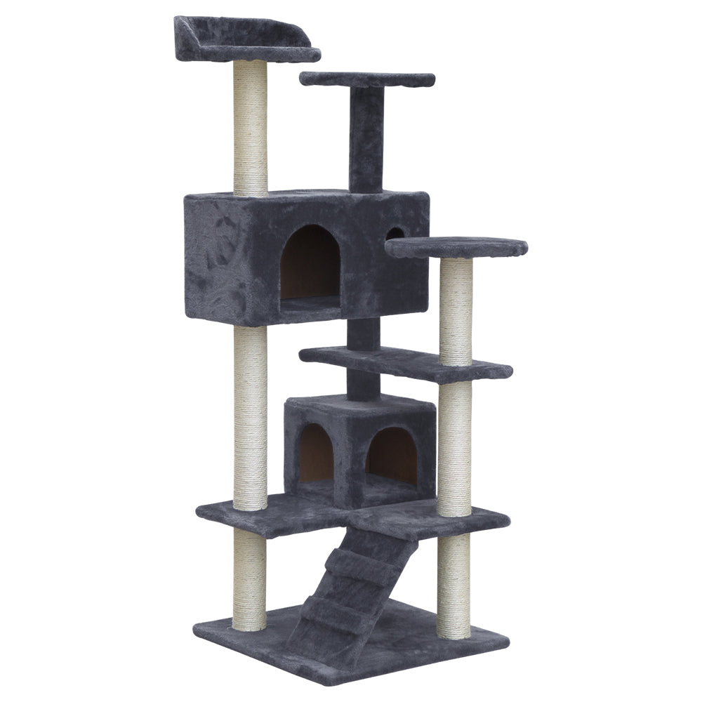 i.Pet Cat Tree 134cm Trees Scratching Post Scratcher Tower Condo House Furniture Wood Grey Aus