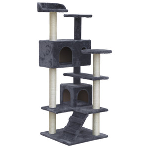 i.Pet Cat Tree 134cm Trees Scratching Post Scratcher Tower Condo House Furniture Wood Grey Aus