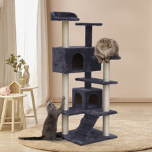 Load image into Gallery viewer, i.Pet Cat Tree 134cm Trees Scratching Post Scratcher Tower Condo House Furniture Wood Grey Aus