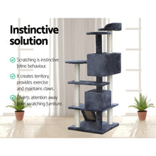 Load image into Gallery viewer, i.Pet Cat Tree 134cm Trees Scratching Post Scratcher Tower Condo House Furniture Wood Grey Aus