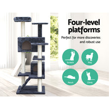 Load image into Gallery viewer, i.Pet Cat Tree 134cm Trees Scratching Post Scratcher Tower Condo House Furniture Wood Grey Aus