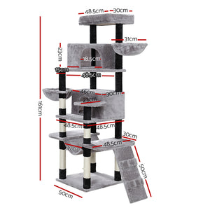 3.2 i.Pet Cat Tree Tower Scratching Post Scratcher Wood Condo House Play Bed 161cm