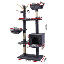 Load image into Gallery viewer, i.Pet Cat Tree 140cm Trees Scratching Post Scratcher Tower Condo House Furniture Wood Aus