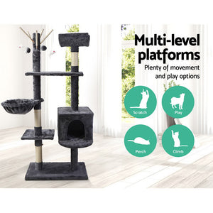 i.Pet Cat Tree 140cm Trees Scratching Post Scratcher Tower Condo House Furniture Wood Aus