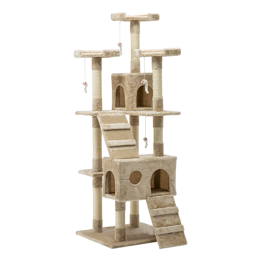 i.Pet Cat Tree 180cm Trees Scratching Post Scratcher Tower Condo House Furniture Wood Beige Aus