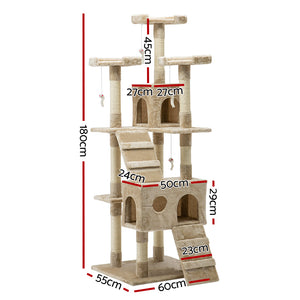 i.Pet Cat Tree 180cm Trees Scratching Post Scratcher Tower Condo House Furniture Wood Beige Aus