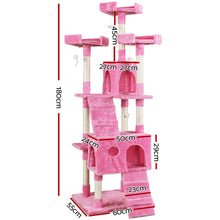 Load image into Gallery viewer, Cat Tree 180cm Trees Scratching Post Scratcher Tower Condo House Furniture Wood Pink Aus