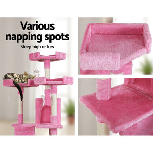 Cat Tree 180cm Trees Scratching Post Scratcher Tower Condo House Furniture Wood Pink Aus