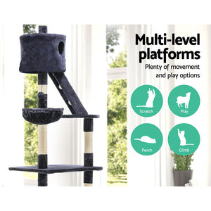 i.Pet Cat Tree 260cm Trees Scratching Post Scratcher Tower Condo House Furniture Wood Blue Aus