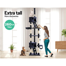 Load image into Gallery viewer, i.Pet Cat Tree 260cm Trees Scratching Post Scratcher Tower Condo House Furniture Wood Blue Aus