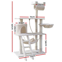 Load image into Gallery viewer, i.Pet Cat Tree 141cm Trees Scratching Post Scratcher Tower Condo House Furniture Wood Beige Aus