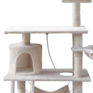 i.Pet Cat Tree 141cm Trees Scratching Post Scratcher Tower Condo House Furniture Wood Beige Aus