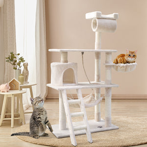 i.Pet Cat Tree 141cm Trees Scratching Post Scratcher Tower Condo House Furniture Wood Beige Aus