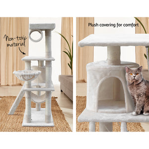 i.Pet Cat Tree 141cm Trees Scratching Post Scratcher Tower Condo House Furniture Wood Beige Aus