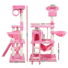 Load image into Gallery viewer, i.Pet Cat Tree 141cm Trees Scratching Post Scratcher Tower Condo House Furniture Wood Pink Aus