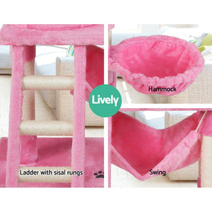 i.Pet Cat Tree 141cm Trees Scratching Post Scratcher Tower Condo House Furniture Wood Pink Aus