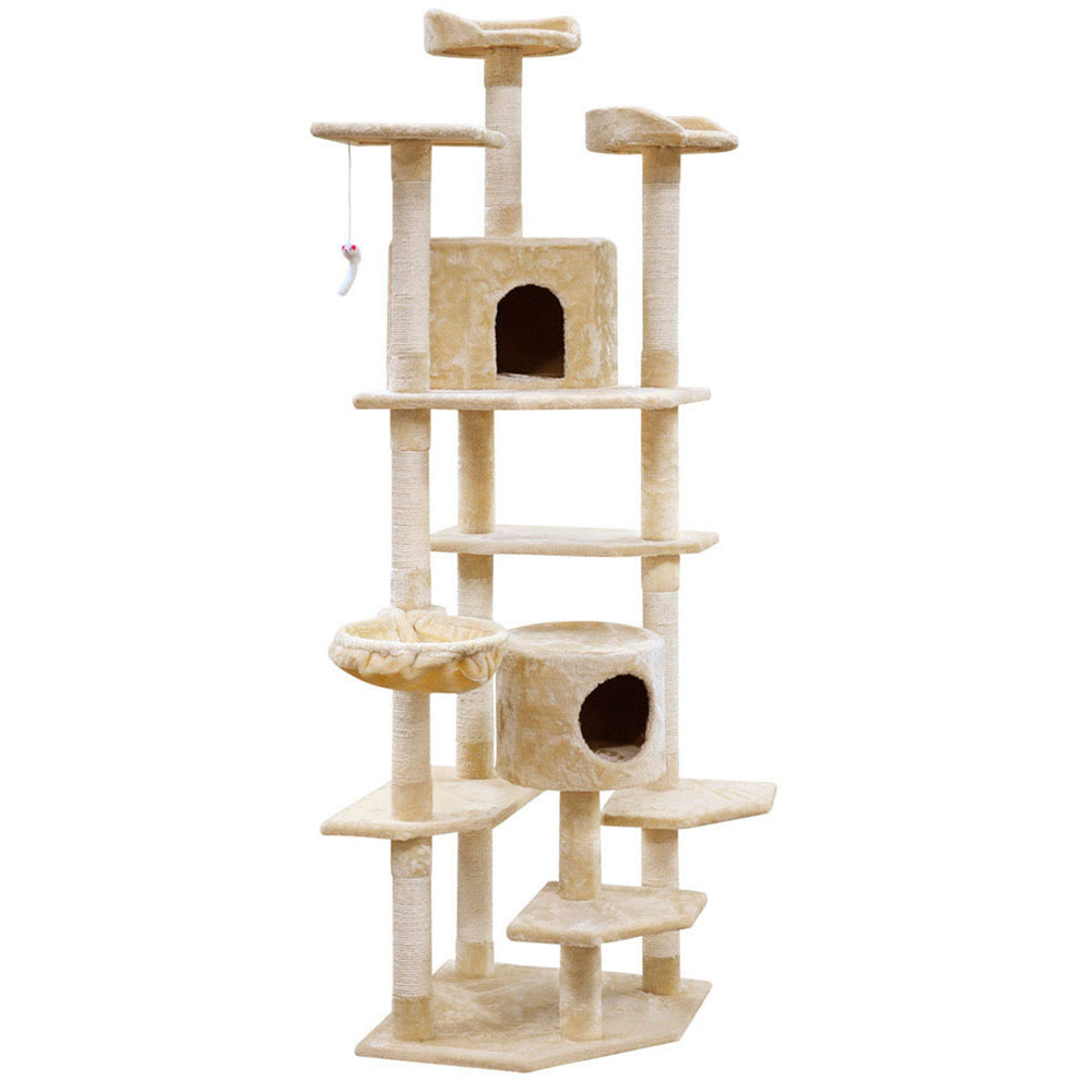 i.Pet Cat Tree 203cm Trees Scratching Post Scratcher Tower Condo House Furniture Wood Beige Aus