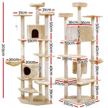 Load image into Gallery viewer, i.Pet Cat Tree 203cm Trees Scratching Post Scratcher Tower Condo House Furniture Wood Beige Aus