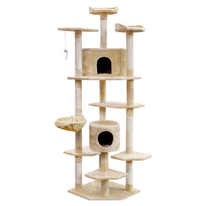 i.Pet Cat Tree 203cm Trees Scratching Post Scratcher Tower Condo House Furniture Wood Beige Aus