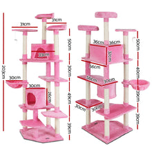 Load image into Gallery viewer, i.Pet Cat Tree 203cm Trees Scratching Post Scratcher Tower Condo House Furniture Wood Pink