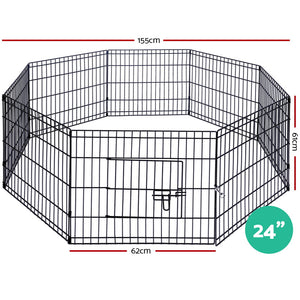 i.Pet 24" 8 Panel Pet Dog Playpen Puppy Exercise Cage Enclosure Play Pen Fence Aus