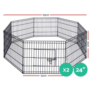 i.Pet 2X24" 8 Panel Pet Dog Playpen Puppy Exercise Cage Enclosure Fence Play Pen Aus