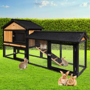 i.Pet Rabbit Hutch Hutches Large Metal Run Wooden Cage Waterproof Outdoor Pet House Chicken Coop Guinea Pig Ferret Chinchilla Hamster 165cm x 52cm x 86cm Aus