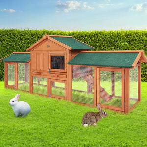 i.Pet Rabbit Hutch Hutches Large Metal Run Wooden Cage Chicken Coop Guinea Pig Aus