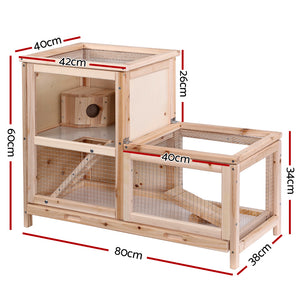 i.Pet Hamster Guinea Pig Ferrets Rodents Hutch Hutches Large Wooden Cage Running 80cm x 40cm x 60cm Aus