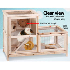 i.Pet Hamster Guinea Pig Ferrets Rodents Hutch Hutches Large Wooden Cage Running 80cm x 40cm x 60cm Aus